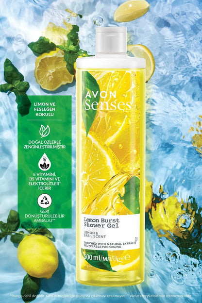 Avon Senses Lemon Burst Limon ve Reyhan Kokulu Duş Jeli 500 Ml.